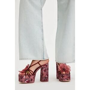 NWT Circus NY Sam Edelman Siena Flower Platform Dress Sandals Spiced Merlot 7.5